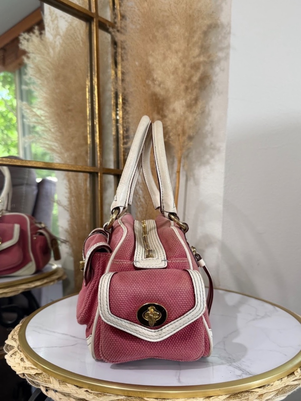 Coach Vintage Y2k Pink Legacy Gallery Turn Lock Satchel Handbag Style 1874 Rare - Picture 2 of 11
